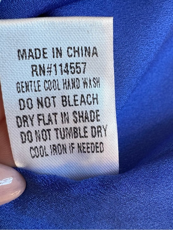 THML Blue Coral-Print Sleeveless Pleated Button Mini Dress Pink & Orange Trim - Picture 8 of 10